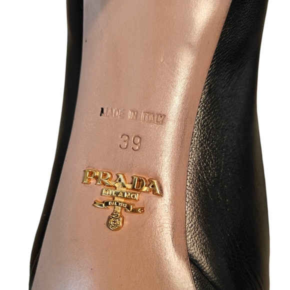 PRADA Almond Toe Pumps in Saffiano Leather Black Size 39 - Picture 8 of 13